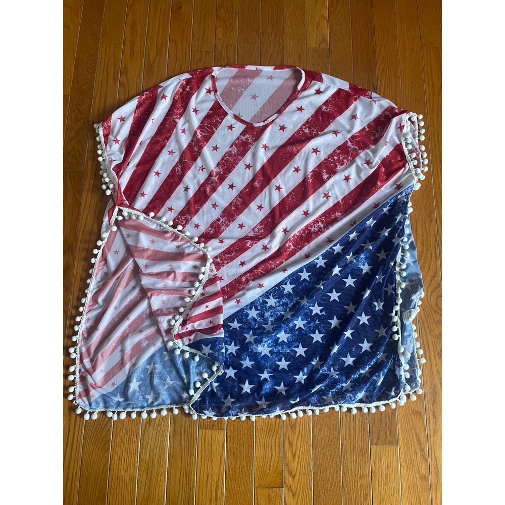 USA American Flag Kimono Top Women XL-2XL Independence Day 4th of July Patriotic